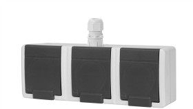 Aquant 2K Gniazdo Natynkowe Potrójne Z Uziemieniem 3X2p+Z Ip65 Szary 5043-65