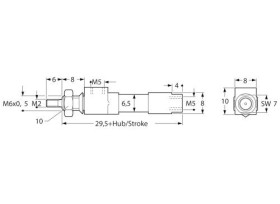 Cylinder tłoczyska Kendrion 40.250.010, Długość skoku: 10 mm