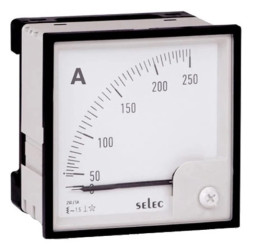 Amperomierz analogowy, 250/5A, 1 faza, 96x96mm AM-I-3-250/5-CE