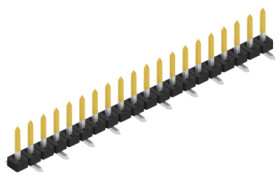 Pin header, 20 pole, pitch 2 mm, angled, black, 10063360