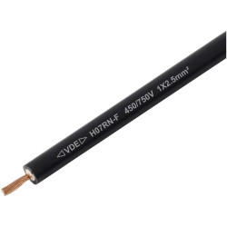 TRU COMPONENTS TC-13537060 Rubber flexible cable Black 1x2.5mm&#xB2; per metre