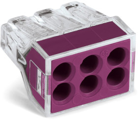 Cable connector, 1 pole, 0.75-2.5 mm², clamping points: 6, purple, push-in wire connection, 24 A, 773-106