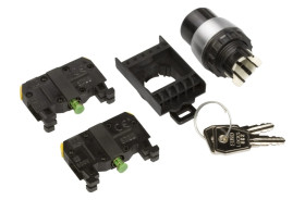 Przełącznik 3 połóżeniowy klucz 22mm czarny 2Z bez samopowrotu ST22-SAAA-20.