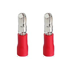 2x Konektor rurkowy męski 4mm izolowany czerwony 16-22 AWG