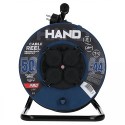 Przedłużacz budowlany zwijany na bębnie Rozgałęźnik na 4 gniazda 2P+Z 230V IP44 na kablu OW 3x1,5mm2 50m HAND