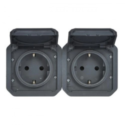 NOWE PLEXO 55 Gniazdo schuko 2x2P+Z poziome mechanizm 16A - 250V AC antracyt 069879L