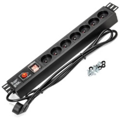 Listwa zasilająca RACK 19 1U 7 gniazd z bezpiecznikiem i wyłącznikiem 1,8m