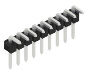 Pin header, 9 pole, pitch 2.54 mm, angled, black, 10056000