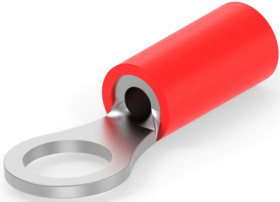 Insulated ring cable lug, 0.3-1.42 mm², AWG 22, 4.82 mm, red, 32949