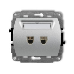 TREND Gniazda telefoniczne podwójne 2xRJ11, 4-stykowy srebrny metalik 7GT-2