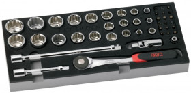 Zestaw nasadek rozmiar napędu 1/2 cala elementy: 45 SAM typ napędu Kwadratowy