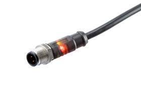 M12 A 05P M Conn M Pin Overmolded W/LED