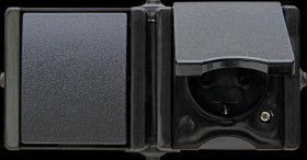 139405000 proAQA toggle switch-socket outlet combination, horizontal, blac