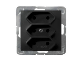 IMPRESJA Gniazdo potrójne EURO czarny metalik GP-3Y/m/33 OSPEL
