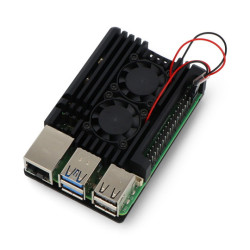 Obudowa justPi do Raspberry Pi 5 z dwoma wentylatorami - aluminiowa - czarna