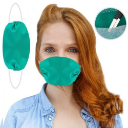 Maseczka wielorazowa dwuwarstwowa z wysokiej jakości bawełny z kieszenią na filtr turkusowa z białą gumką