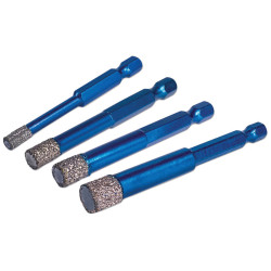MEXCO A10VBDPACK XCEL Grade Wax Filled (Hex Fit) Tile Drill Bit Set, 4 Piece