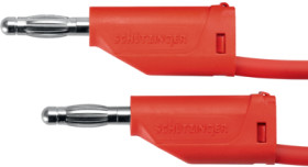 Measuring lead with (4 mm plug, spring-loaded, straight) to (4 mm plug, spring-loaded, straight), 500 mm, red, PVC, 1.0 mm², CAT