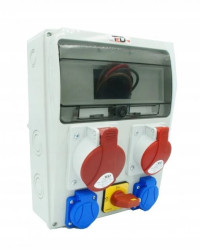 Rozdzielnica budowlana BERYL 16A/5P + 32A/5P + 2Gs 230V + wył. 0-1 04.136