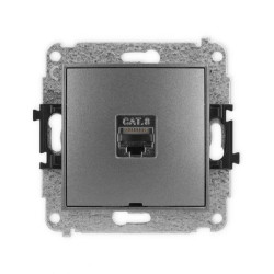 ICON Mechanizm gniazda komputerowego pojedynczego 1xRJ45, kat. 8, ekranowane, 8-stykowy, bez pola opisowego grafitowy 11IGKBO-11