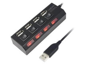 UA0128 Hub USB, USB A gniazdo x4, USB A wtyk, USB 2.0, PnP, 480Mbps