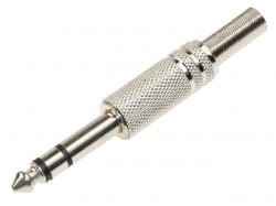 Wtyk JACK 6,3mm stereo lutowany na przewód - metalowy