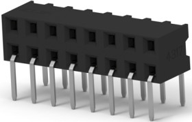 Socket header, 16 pole, pitch 2 mm, angled, black, 1-2314924-6