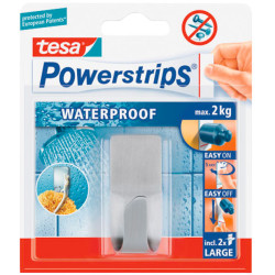 tesa&#xAE; 59707 Stainless Steel Waterproof Self-Adhesive Removable Rectangular Hook