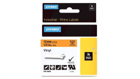 Taśma Winylowa Do Drukarek 12Mm X 5,5M Czarna Na Pomarańczowym S0718490 18435