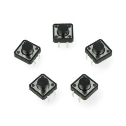 Tact Switch 12x12mm / 7mm THT 4pin - czarny - 5szt.