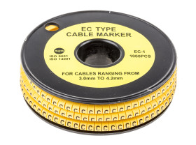 Oznaczniki kabli Wsuwany RS PRO zakres 3 → 4.2mm ilość 1000