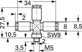 Swivel screw connection, for 4 x 1 and 4 x 0.65 tubing, 52.110