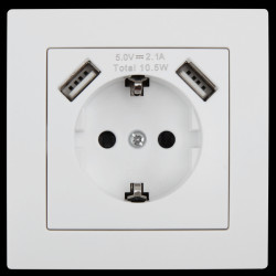 McPower power socket with 2x USB-A 10.5W - 250V/16A - White