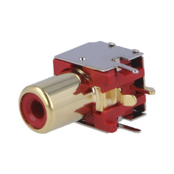 Gniazdo RCA do druku kątowe zło. czerwone 90° ekran. 1xrca