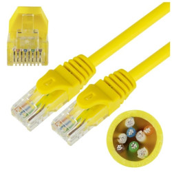 Patchcord UTP kat.5e kabel sieciowy LAN 2x RJ45 linka żółty 0,25m NEKU