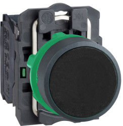 Pushbutton, unlit, groping, 1 Form A (N/O), waistband round, black, front ring dark gray, mounting Ø 22 mm, XB5AA21