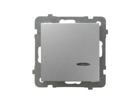 AS Wyłącznik pojedynczy kontrolny z podświetleniem pomarańczowym srebrny ŁP-12GS/m/18 OSPEL