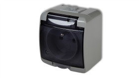 Junior Gniazdo Pojedyncze Z/U (Klapka Dymna) Popielaty Ip54 10Ghe-1D