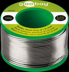51122 Soldering wire, lead free, 100-g reel, 1.0 mm, Sn95.8