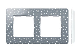 Simon Detail 82 Ramka podwójna Detail ORIGINAL-imagine SZARY ZIMNY gwiazdki / podstawa Biała 8200620-223