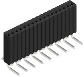 Socket header, 17 pole, pitch 1.27 mm, angled, 10027155