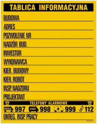 ZNAK - OA089 Tablica budowlana Ogłoszenie 70 x 45 cm ON - Blacha ocynk