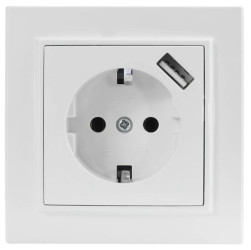 QUADRA Gniazdo SCHUKO +USB białe