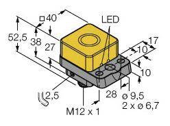Turck Czujnik indukcyjny nie podtynkowy PNP, Zamykający NI22U-Q40-AP6X2-H1141