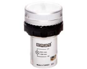 Lampka sygnalizacyjna MB z LED, monoblok, 230V AC, płaski klosz, biała T0-MBSD220B