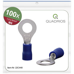 Quadrios 22C448 Ring Terminal Set 2.5mm&#xB2; 6.5mm &#xD8; Partially Insulated Blue