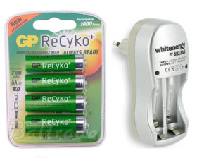 ŁADOWARKA WE + 4 x R6/AA 2100 mAh GP