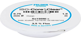 Cyna lutownicza bezołowiowa Felder ISO-Core "Clear" Sn100Ni+ szpula Sn99,25Cu0,7Ni0,05 0.75 mm