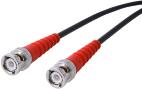 Coaxial cable, BNC plug (straight) to BNC plug (straight), 50 Ω, RG-58C/U, grommet red, 750 mm, C-00458-0.75M