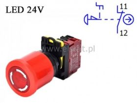 Przycisk dłoniowy; blokada; LED 24V; styki 2x NC